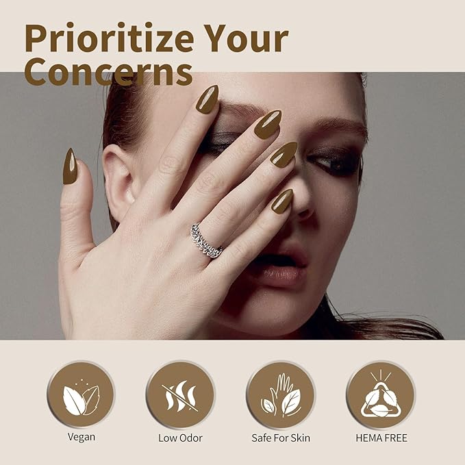 CANNI Brown Gel Nail Polish, 1Pcs Brown Gel Polish Color Nail Polish High Gloss Soak Off U V Nail Manicure Salon DIY