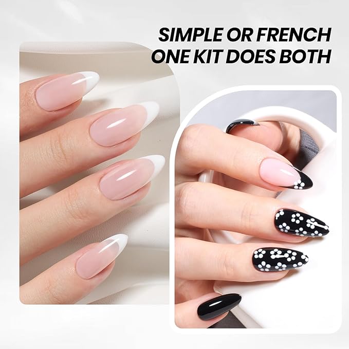 Beetles Black White Gel Polish Set - 2 Pcs 15ml Black And White Colors Polish French Nails Soak Off Led Nails Art Manicure Salon Diy at Home