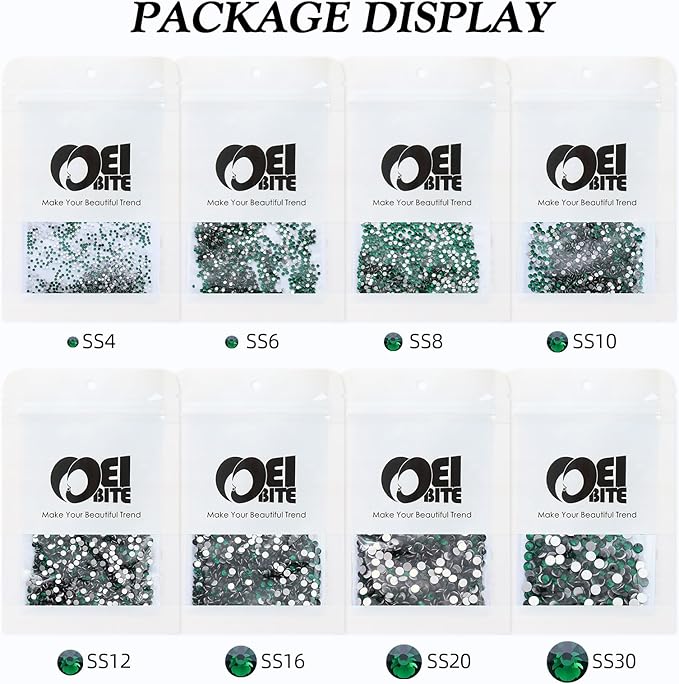 Malachite Green Flatback Rhinestones, Glass Rhinestones for Nail Art and Craft, Glue Fix, Loose Crystal Gemstones(Green, SS20, 1440pcs, 4.6-4.8mm)
