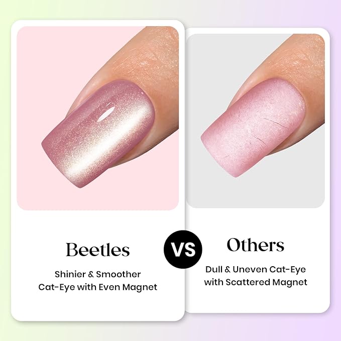 Beetles X Press Cat Eye Nails - Bubble Aurora | 7 Colors Medium Almond Press On Nails | 16 Sizes 224 Pcs Natural Salon Quality Soft Nail Gel Art DIY For Women