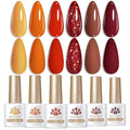Born Pretty Fall Winter Gel Nail Polish Pumpkin Caramel Orange Brown Red Shimmer Sparkle Gel Polish Nail Art Manicure DIY Collection 6PCS