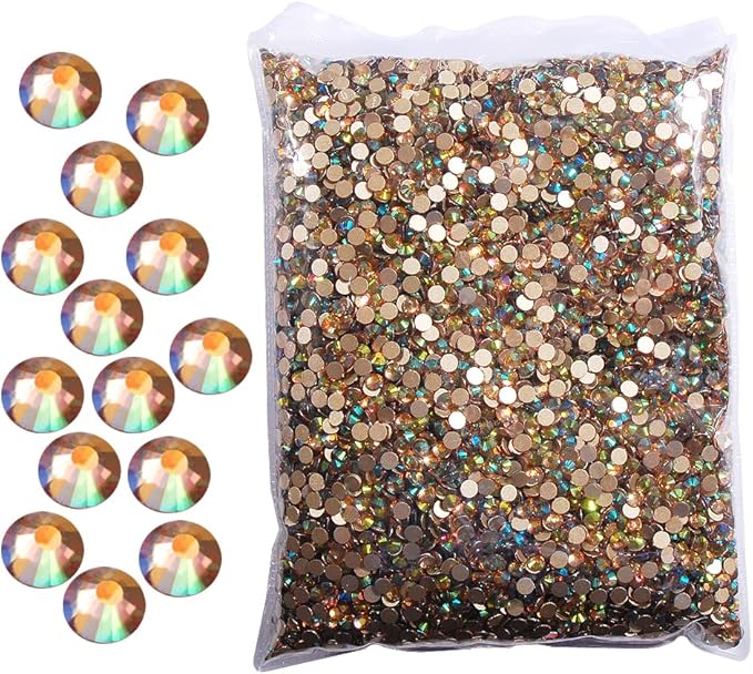 Hisenlee 14400PCS Rhinestone SS3-SS20 Crystal Gems 9 Sizes Wholesale Nail Art Rhinestone Flatback Round Glass Diamond for Crafts (SS12, Ghost Light)