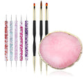 9Pcs Nail Art Brushes Set, 1 Resin Nail Art Palette, 5 Nail Art Dotting Pens, 3 Nail Art Painting Brushes, Nail Polish Mixing Palette Double-Ended Dotting Pen Nail Liner Nail Drawing Brushes