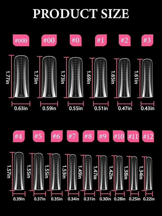 EBANKU Dual Nail Forms for Poly Extension Gel, 150 PCS Duck Nail Molds Reusable 15 Sizes Nail Extension Forms for Builder Gel Manicure Design Salon DIY