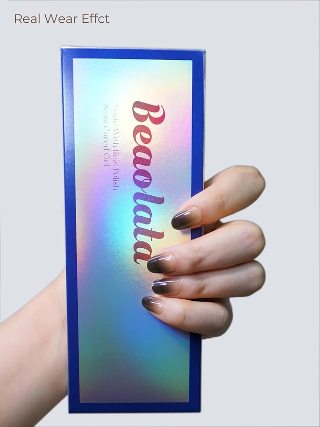 Semi Cured Gel Nail Strips - UV Light Gel Nail Stickers - 20 Long Lasting Salon Quality Wraps (Eventide Black)