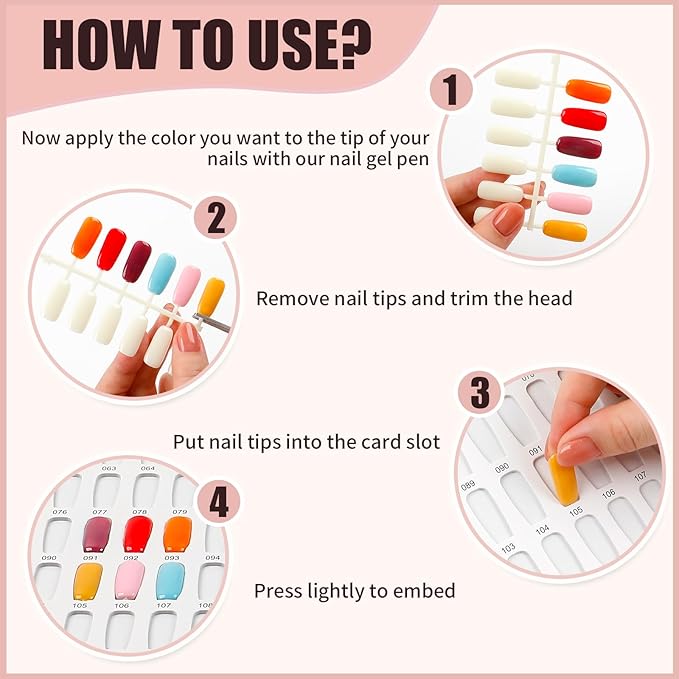 308 Colors Chart With 360 Tips Professional Swatches Book Gel Polish Display Card Book With Brush and Number Sticker for Nail Salons (Silver, One Size)