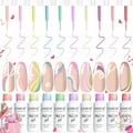 JODSONE 5ml Nail Art Gel Liner Set 10 Colors Gel Nail Polish Need U V Lamp Cured with Thin Brush Gift for Girls at Home Salon Design,Pink Red Blue Purple