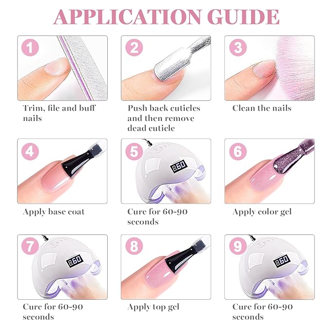 RARJSM Nude Sweet Pink Rainbow Glitter Rubber Base Coat Gel Nail Polish Natural Skin Tone Iridescent Shimmer Brush on Extend Jelly Gelpolish Soak Off Curing Requires 15ml Salon Home French Manicure