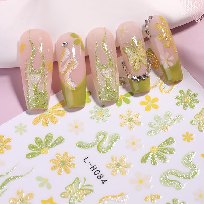 Stickers para Uñas Nail Stickers Self-Adhesive Sticker para Uñas Colorful 3D Flower Calcomanías Floral Nail Stickers Art Design Accessories Hight Quality 7 Sheets