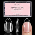 MelodySusie Short Almond X Nail Tips - 300Pcs 15 Sizes Clear Acrylic,Half Matte Full Cover Press on Nails for DIY Extension & Salon Use, Pre-Shaped for Long-Lasting Manicure