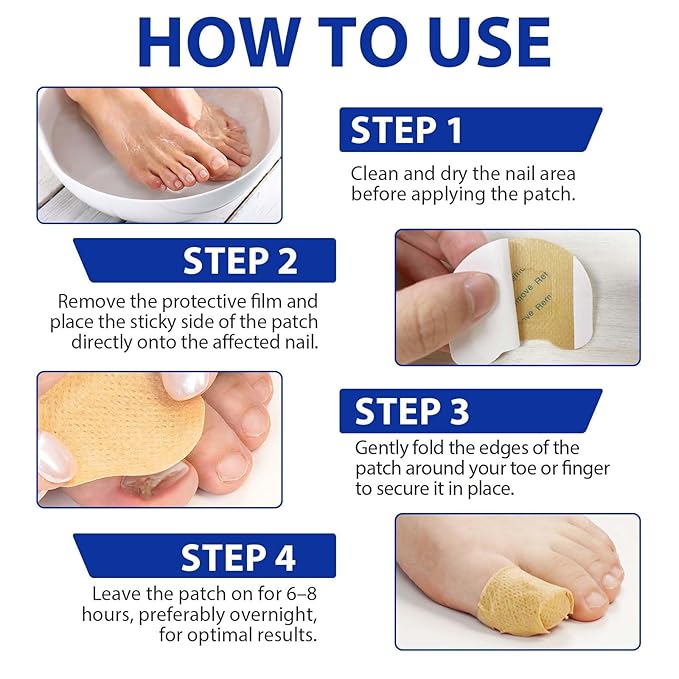 Extra Strength Toenail Treatment - 64 Pcs Nighttime Nail Patches, Overnight Toe Nail Treatments for Damaged Nails Foot Nails Repair and Care, 8-Hour Restores Healthy Appearance