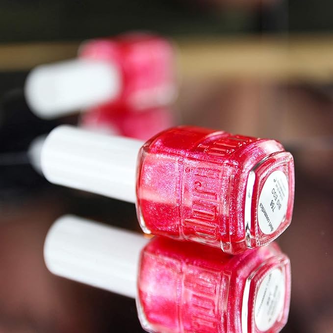 duri Nail Polish, 756 Big Ego, Hot Pink Glitter Shimmer Look, Full Coverage, Shiny Finish, Quick Drying, Lasting, 0.45 Fl Oz