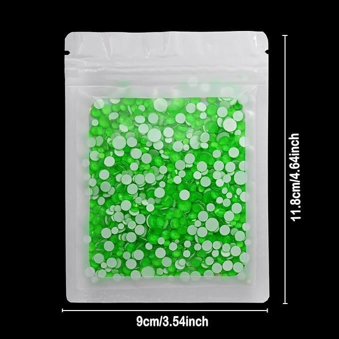 Flatback Glass Rhinestones,Bedazzler Gems Non Hotfix Crystal Rhinestones for Crafts Nail Charms Clothes Tumblers,Green Neon,Mixed Size,35g