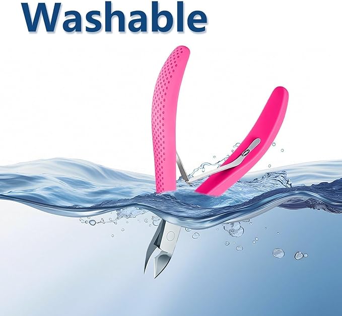 Fine Edge Cuticle Trimmer & Nippers, Scissors, Silicone Handle Nail Tools for Precise Removal, Durable Washable Cuticle Cutter & Remover Nail Clippers (White/Rose 2PCS)