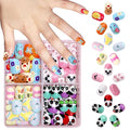 96Pcs 4 Packs Cute Short Press on Nails for Girls 4 Styles 12 Sizes Press on Nails for Kids Press ons with Panda Flower Animal Designs Full Cover Acrylic Nails for Little Girl Gift DIY Manicure