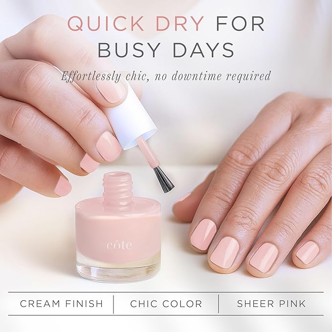Cote Beauty’s En Pointe, Powdery Pink Nail Polish, Sheer Opalescent Finish, Vegan & Cruelty-Free, Long Lasting Nail Polish, Made in USA, 0.27 Fl Oz