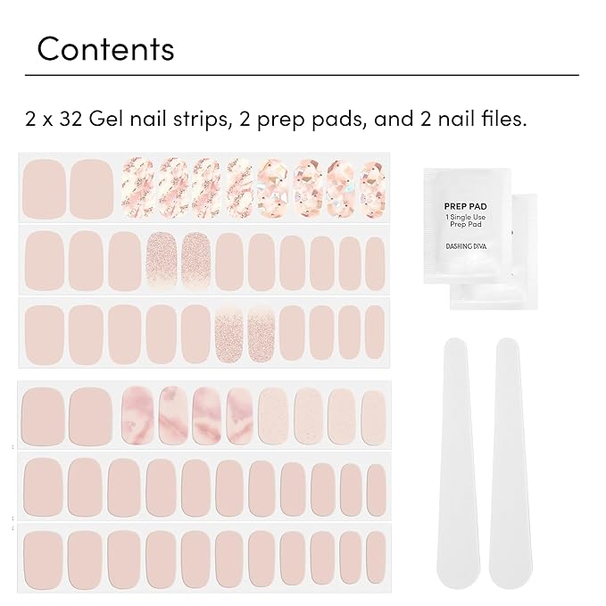 Dashing Diva Gloss Nail Strips Bundle - The Classic Marbles Collection - Crystal Clear & Maybe Marble - UV Free, Chip Resistant, Long Lasting Gel Stickers - Contains 2 Sets