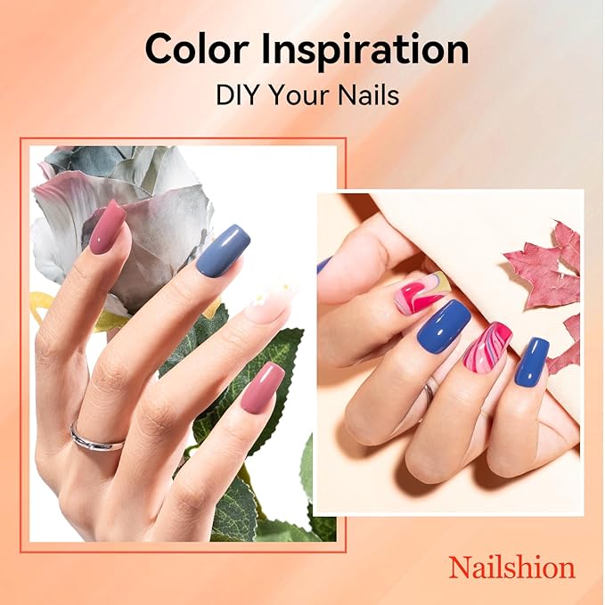 Nail Polish Set Non Gel 6 Colors Burgundy Red Yellow Green Grey Quick Air Dry Nail Polish, No-Toxic, Hema-free, Nail Lacquer Manicure Art DIY at Home Valentine's Day Gift for Women