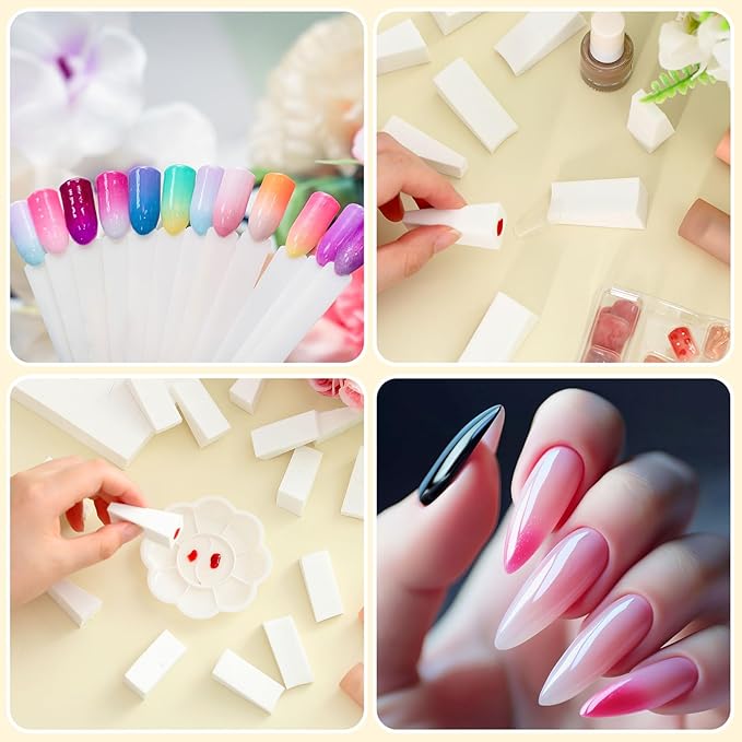 Mimorou 144 Pcs Ombre Nail Sponges Mini Nail Art Sponges White Ombre Brush Professional Tools Accessories Supplies Home DIY Art Salon, 1.7"x0.7"x0.75"