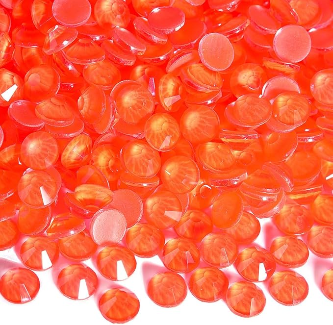 Blinginbox Flatback Rhinestones Round Gems, 1440pcs Luminous Series Glass Stones Neon Gems Non Hotfix Crystal Rhinestonesfor Nail Charms Crafts Clothes Tumblers,New Orange Red Neon,SS6.