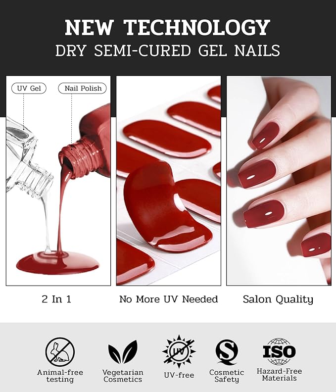 Nail Polish Strips (No UV Lamp Needed) - 22 Pcs Salon Quality Gel Nail Stickers - Long Lasting Wraps (Lunar Surface Light Grey)