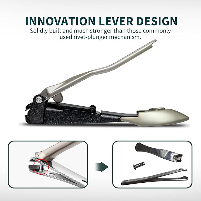Nail Clippers with Catcher, No Splash Fingernail Toenail Clippers with Sharp Curved Blade and Glass Nail File, Wide Jaw Opening Stainless Steel Nail Cutter Trimmer for Seniors Adult Men Women
