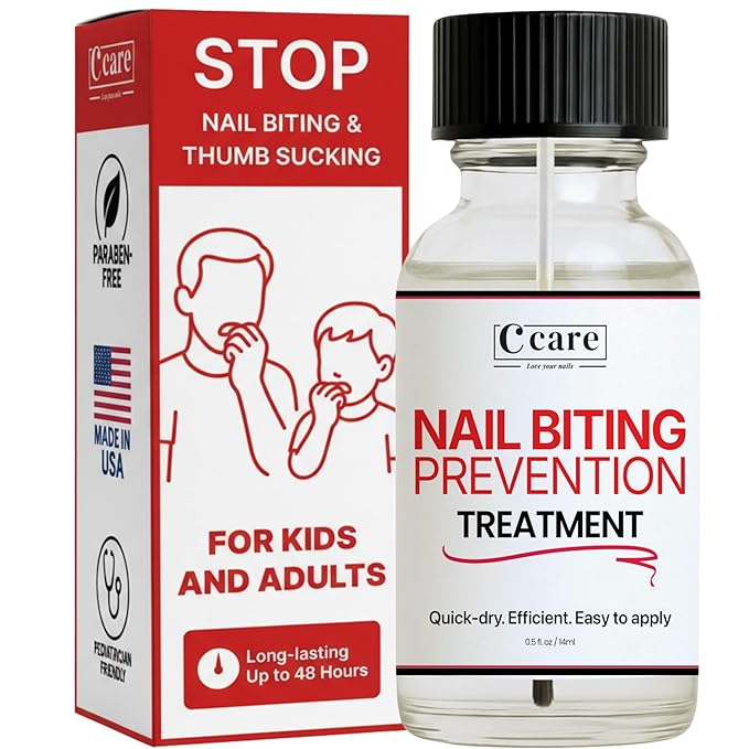 C CARE Nail Biting Prevention for Kids & Adults | Safe, Bitter, Clear, Thumb Sucking Deterrent | Stop Nail Biting Treatment for kids & Adults, Fast Drying, Easy Brush On, 0.5 fl oz