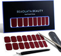 Nail Polish Strips, 32PCS Salon Quality Wraps, Long Lasting Gel Nail Stickers for Women Easy Apply& Remove (Vinery Dark Red)