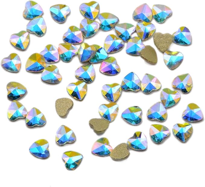 AD Beads Top Czech AB Crystal Flatback Rhinestone Nail Art Decoration Multi Shape (S17 Heart 4x4mm, 50 Pcs)