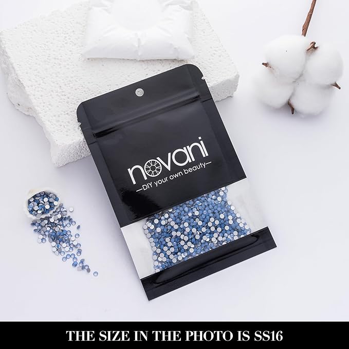 Novani 3000 Pieces Flatback Rhinestones Glass Round Gems Blue Opal Crystals for Nail Art DIY Crafts Clothes Shoes,SS16,3.8-4.0mm