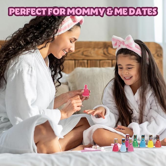 Townley Girl Disney Princess 18 Piece Water-Based Nail Polish Set, Quick Dry and Peels-Off, Nail Paint Set for Girls Ages 3