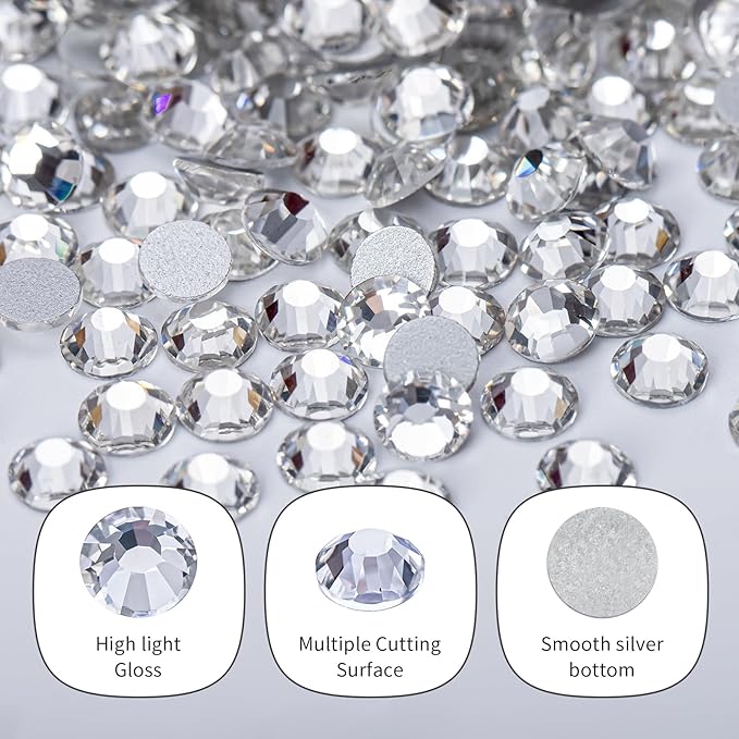 10000PCS Clear Rhinestones Bulk, Flat Back Crystal Glass Stone Round Gems,SS16, 3.8-4.0mm