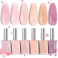 Beetles Jelly Nail Polish Set, 6 Colors Pink Nude Purple Velvet Glow Quick Dry Nail Polish Long Lasting Nail Strengthener Polish Gift for Girls Women