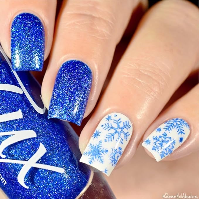 Whats Up Nails - A014 Holiday Snowfall Stamping Plate for Christmas Winter Nail Art Design