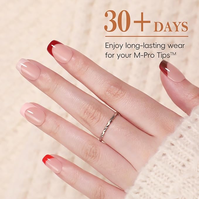 PEACECOLOR French Tip Press On Nails Kit - 150Pcs Short Square 5 Colors Nude Nail Tips Gel Nail Extension Kit with Nail Lamp Starter Kit Nail Glue Base & Top Coat Fake Nails Gift for Women Home DIY