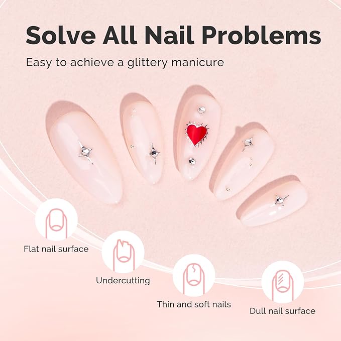 MelodySusie Milky Pink Builder Nail Base Gel for Nails Thickening, Soak Off UV Extension Gel, Rhinestone Nail Glue for Nail Art Design Salon DIY Manicure at Home Gift for Women-004