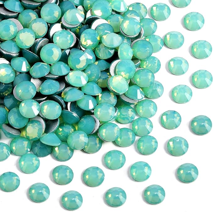 Beadsland 288pcs Flat Back Crystal Rhinestones Round Gems for Nail Art and Craft Glue Fix, Pacific Opal, SS30, 6.3-6.5mm