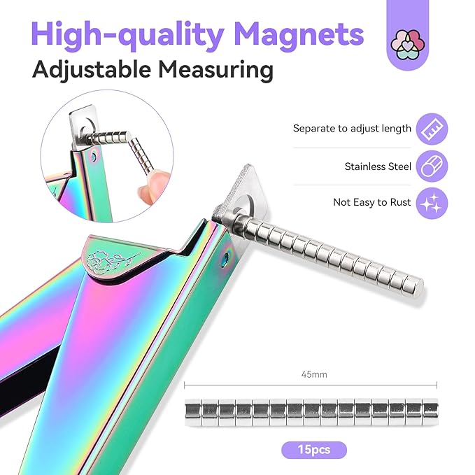 Saviland Acrylic Nail Cutters for Nail Tips: Chameleon Acrylic Nails Clipper with Sizer Magnets Nail Cutter 15PCS Sharp Nail Tech Supplies Nail Trimmer Manicure Tool Nail Accessories Women Salon Home