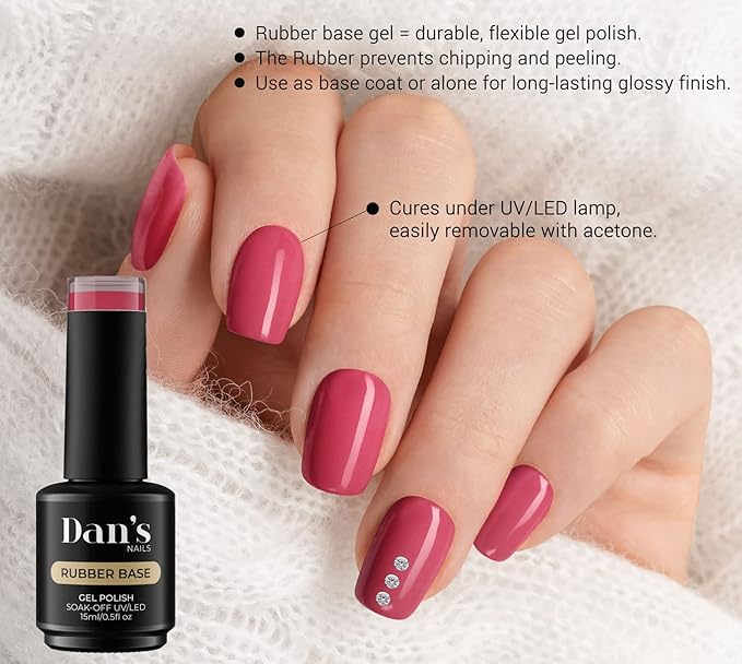 Dan's Nails Red Calypso Rubber Base Gel Polish | for Nail Tech Salon Professional Russian Manicure, Nail Art
