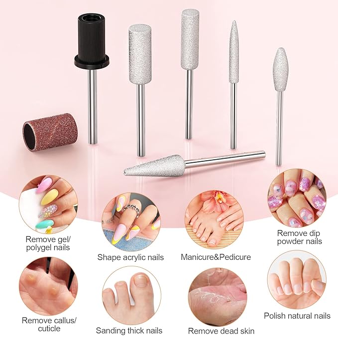 20000RPM Electric Nail Drill Compact Portable Efile Professional Manicure Pedicure Nail File Drill Kit for Acrylic, Gel Nails and Home Salon Use