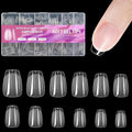 BlueZOO Extra Short Coffin Fake Nails Soft Gel Nail Tips, 600Pcs Full Cover Clear Press On Nails for Acrylic Nail Tip Soak Off Home DIY Salon, False Nail Tips for Beginner and Professional Manicure