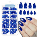 120pc Blue Almond Press on Nails Short Fake Nails Press ons for Women Acrylic Nails Press on Nails&Glue Tabs, Short Blue Press on Nails Almond False Nail Tip Stick on Artificial Fingernail