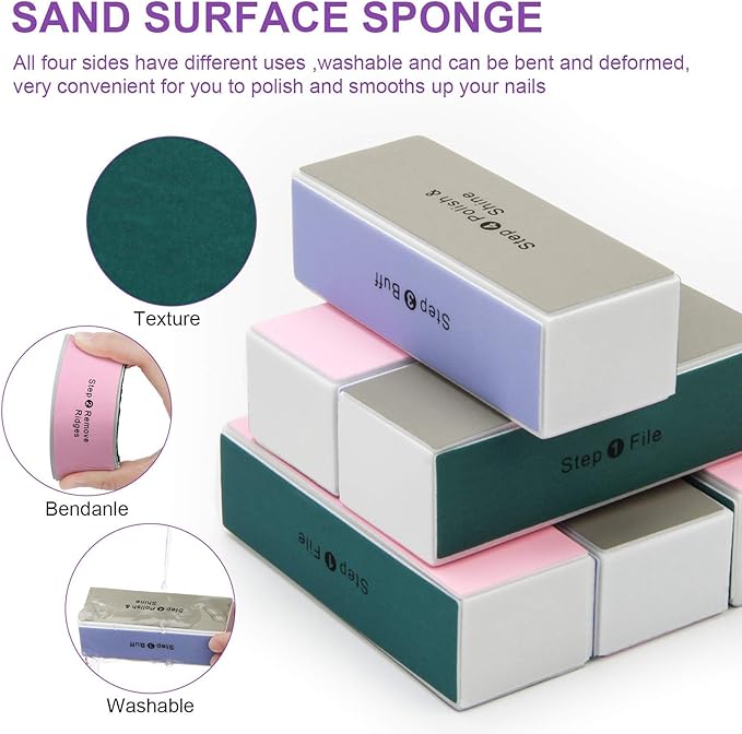 10PCS Nail Buffer Block, AHIER 4 Way Colorful Buffing Block Shine Polisher Nail Buffing File Manicure File Sanding Files