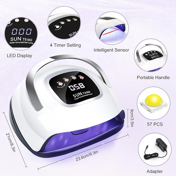 LKE UV Nail Lamp, 72W LED Nail Lamp Nail Dryer Light for Nails with 3 Timer Setting & LCD Touch Display Screen for Home and Salon Use (B-White)