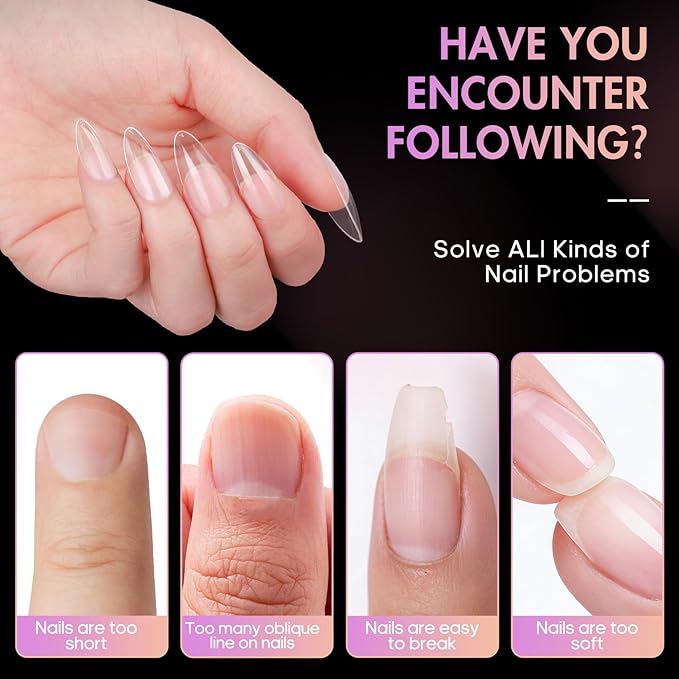 Ranrose Almond Nail Tips 240pcs Half Matte Full Cover False Nail Soft Gel Acrylic Nails Extension Tips 12 Sizes Press on Nails Home Salon DIY Gift for Women