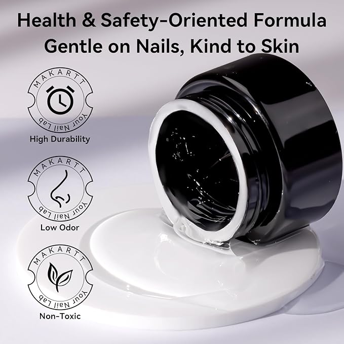 Makartt Clear Gel Builder: Nail Extension, Strong, Self-Levelling, Long Lasting for Strengthener Sculpture Broken Nails Repair Protection, UV LED Lamp Cure Required, Home Salon DIY Manicure 1.06 oz
