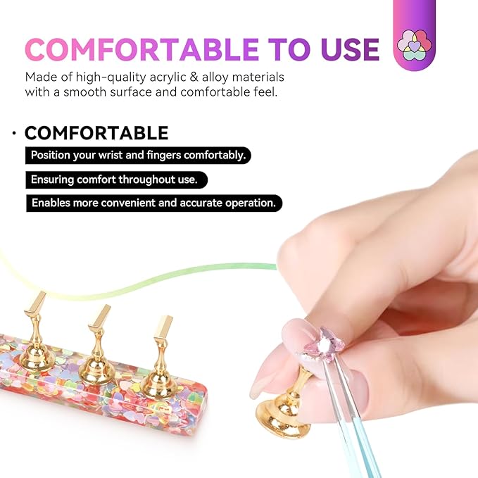 SAVILAND Nail Stand for Press Ons: 3 Set Nail Stand Nail Holder for Painting Nails with 40 Pcs Reusable Adhesive Putty Press on Nail Stand Stylish Glitter Nail Stand for Nail Art Tools Salon Manicure