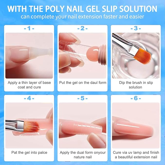 Poly Gel Slip Solution & Nail Cleaner - Professional Polyester Nail Gel Surface Cleaner for Nail Care (2pcs)40ml/1.35 fl oz