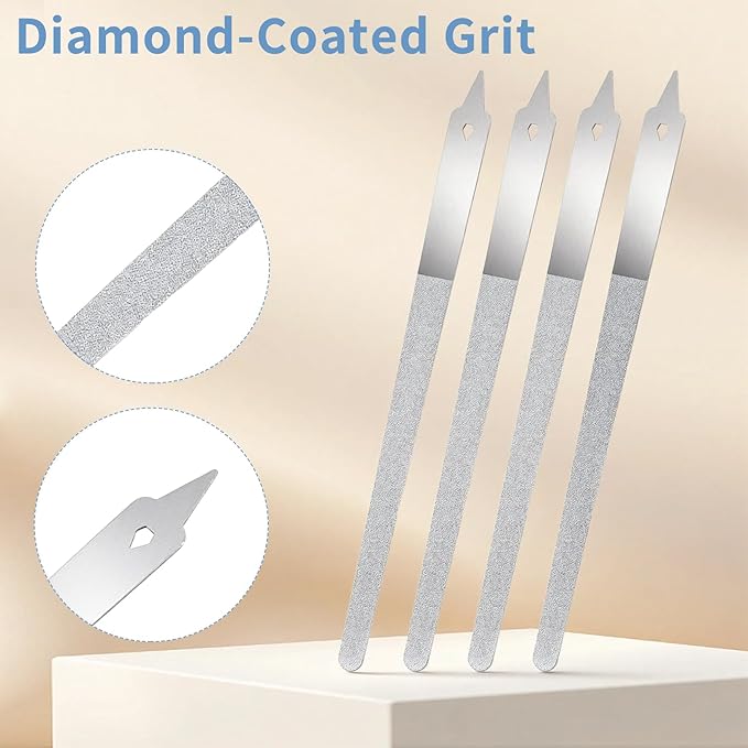 4 PCS Diamond Deb Nail File, 6-inch Stainless Steel Metal Nail File, Double Sided Manicure Pedicure Toenails Tools for Salon Home