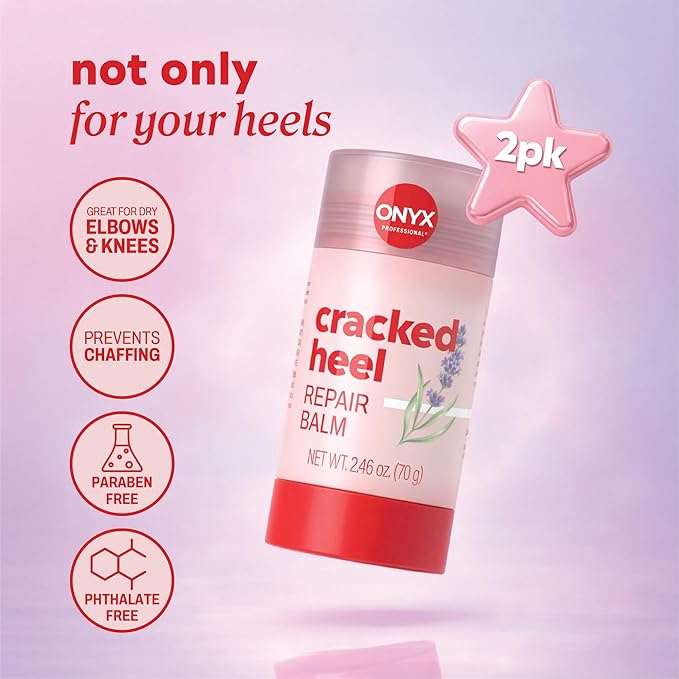 Onyx Professional Cracked Heel Repair Balm Stick for Dry Cracked Feet Treatment, Lavender Scent, 2 pack - Moisturizing Foot Balm, Rolls On, No Mess Like Foot Cream or Foot Lotion, Heel Treatment